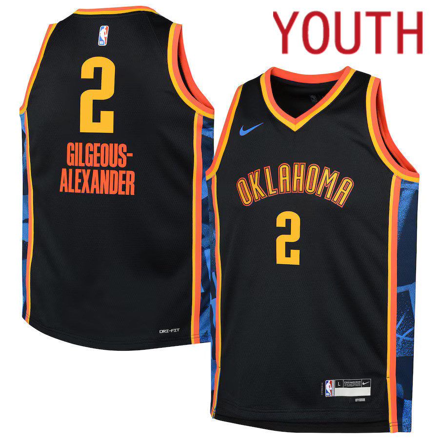 Youth Oklahoma City Thunder #2 Shai Gilgeous-Alexander Nike Black City Edition 2024-25 Swingman Player NBA Jersey